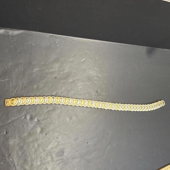 Vintage Gold Silver Metal Disc Coin Stretch Belt 80s Medallion Roman - Picture 10 of 11